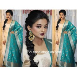 White Color Long gown with Heavy Banarasi Dupatta